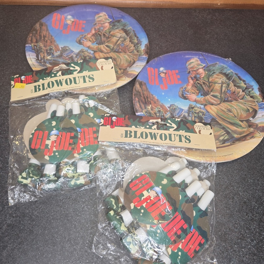 Vtg G.I. Joe 1998 Party Supplies SEALED 9in Plates And Blowouts